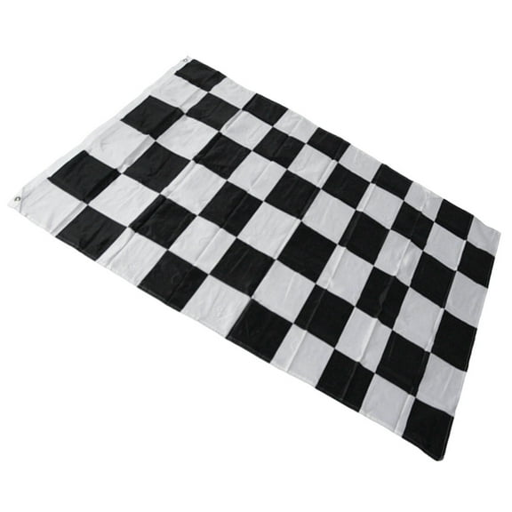 Amosfun Racing Flag Polyester Checkered Pattern with Portable Plastic Pole for Sport Events and Garden Decorations