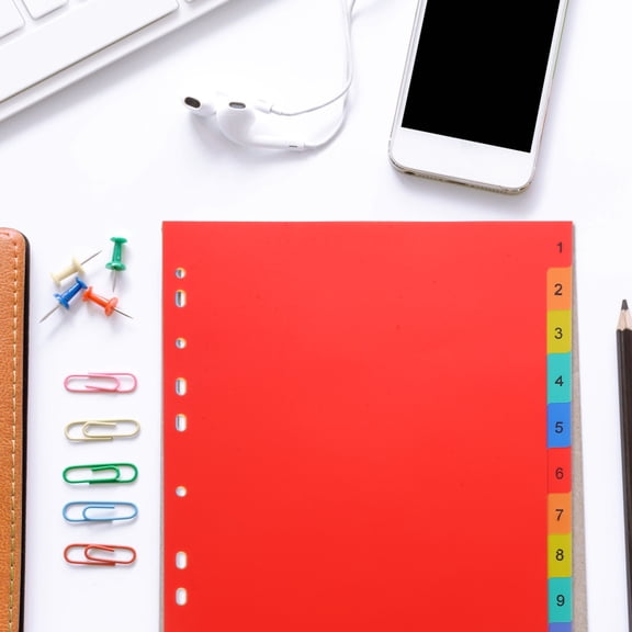 Amosfun Red Notebook Dividers Plastic with Punched Binder Tabs for Easy Page Marking