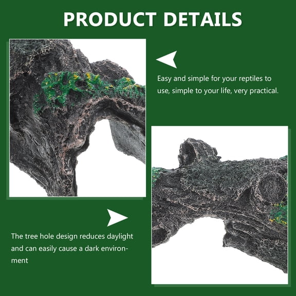 Amosfun Durable Resin Reptile Hide with Dark Tree Hole for Natural Reptile Rest House Decoration