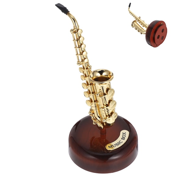 Amosfun Golden Saxophone Music Box Decorative Plastic Desktop Ornament