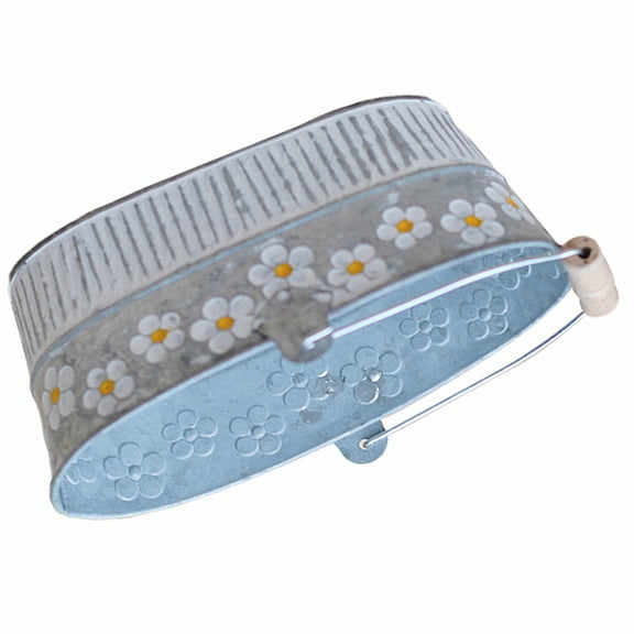 Amosfun Retro Style Metal Tin Bucket Flower Pot Rustic Embossed Planter for Indoor Outdoor Use