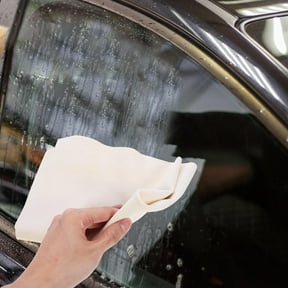 Amosfun Soft Lightweight Reusable Car Drying Towel Beige Chamois Cloth for Vehicle Care and Detailing