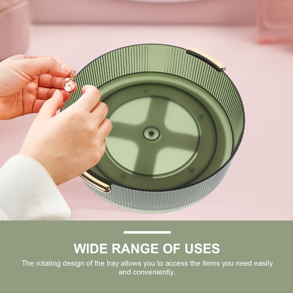 Amosfun Green Round Rotating Makeup and Spice Organizer Tray with Non Slip Bottom for Home Use