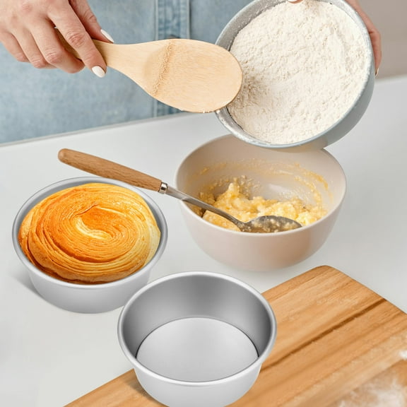 Amosfun 4Pcs Small Round Baking Pans Aluminum Alloy Cake Molds for Cake and Tart Baking