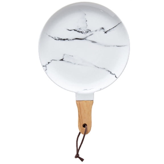 Amosfun Round Ceramic Pizza Serving Board with Handle, Smooth Surface for Snacks, Bread, and Appetizers