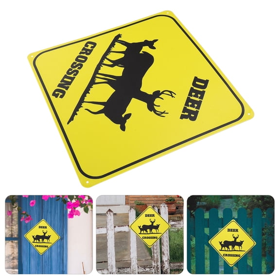 Amosfun Humorous Yellow Metal Deer Sign for Front Yard Patio and Garden