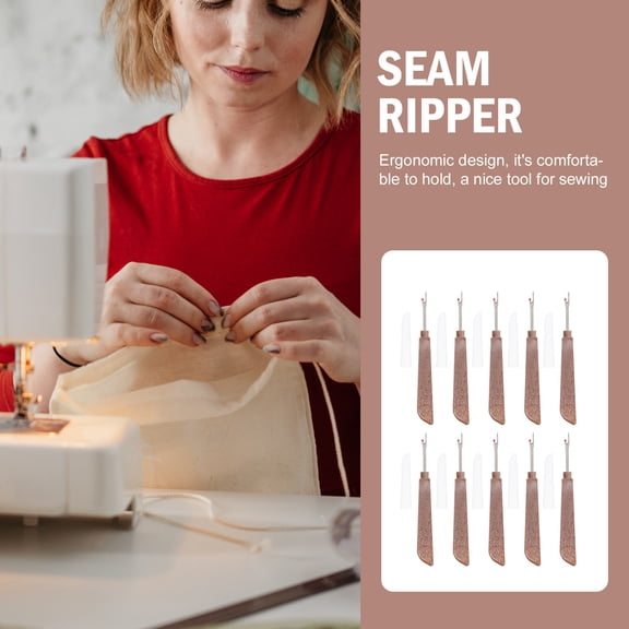 Amosfun Seam Ripper Thread Cutter with Lid for Home Sewing Comfortable Ergonomic Design Brown Plastic 10pcs