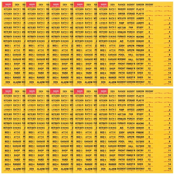 Amosfun Self Adhesive Electric Panel Identify Stickers Yellow for Organized Breaker Box System