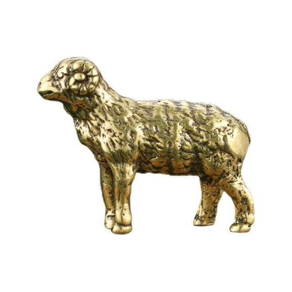 Amosfun Compact Vintage Golden Brass Sheep Ornament Sturdy and Stylish Tabletop Decor