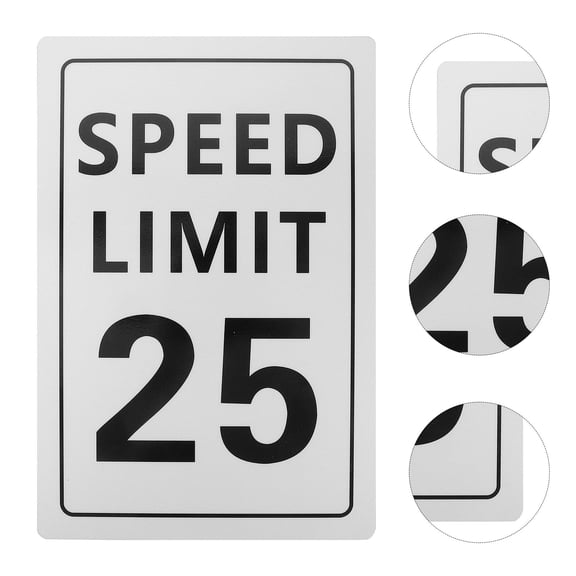 Amosfun Road Sign Metal High Visibility Speed Symbol White Alloy for Driveway Warning