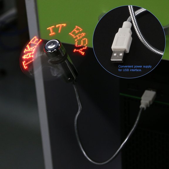 Amosfun Soft PVC Blade USB LED Fan with Programmable Text Display for Computer Cooling