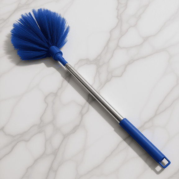 Amosfun Spider Web Duster With Extension Pole Plastic Dust Removal Tool Blue 1Set