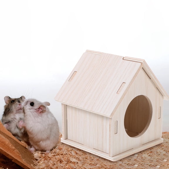Amosfun Small Animal Wooden Hamster House Ivory Hideout for Gerbils Mice and Squirrels