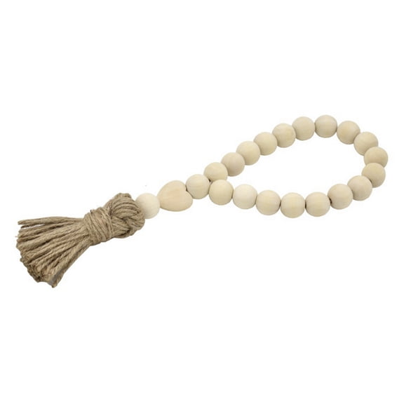 Amosfun Khaki Wooden Beaded Pendant with Tassel, Decorative Hanging Ornament for Home, Party, Room and Wall Decoration