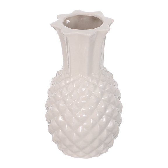 Amosfun Stylish White Pineapple Ceramic Vase for Console Table and Mantel Decor