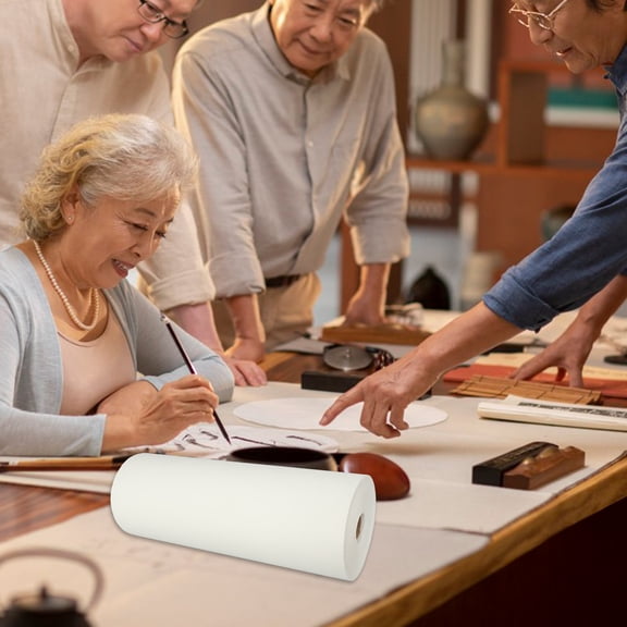 Amosfun Durable White Calligraphy and Painting Paper Roll with Soft Flexible Surface for Calligraphy