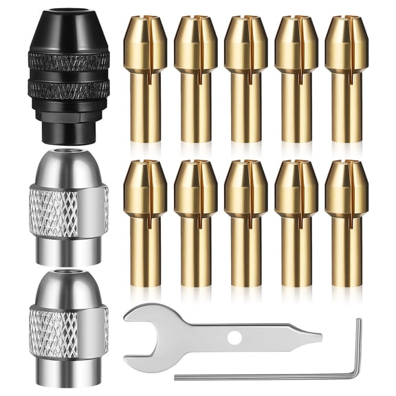 Amosfun 1Set Multi Copper Drill Chuck Collet Adapter Secure Clamping Power Drill Accessory Set
