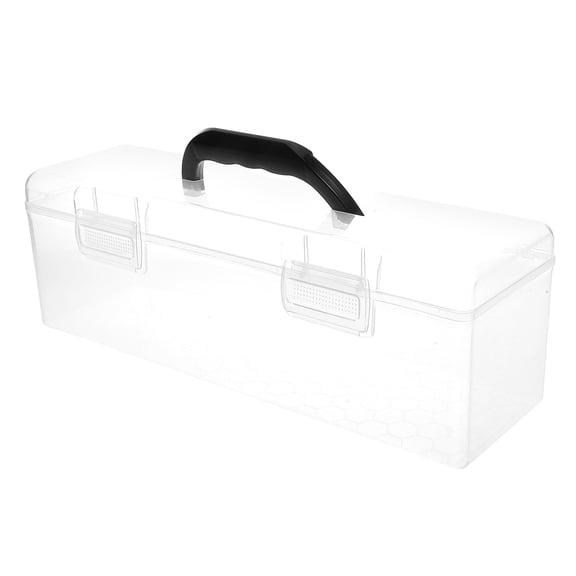 Amosfun Transparent Art Supply Box with Handle Large Capacity Plastic Paint Brush Organizer for Artist Tools
