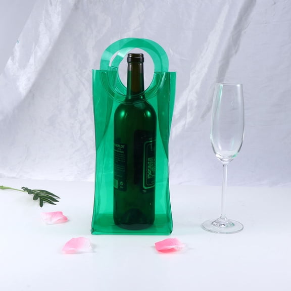 Amosfun Transparent Beverage Bag Wine Cooling Bag PVC Insulation for Travelers 1Pack
