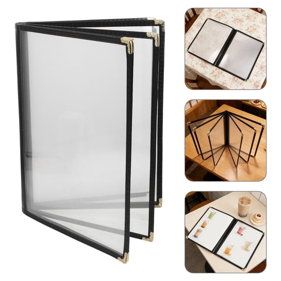 Amosfun PVC Restaurant Menu Book Cover for Easy Menu Updates and Customer Browsing