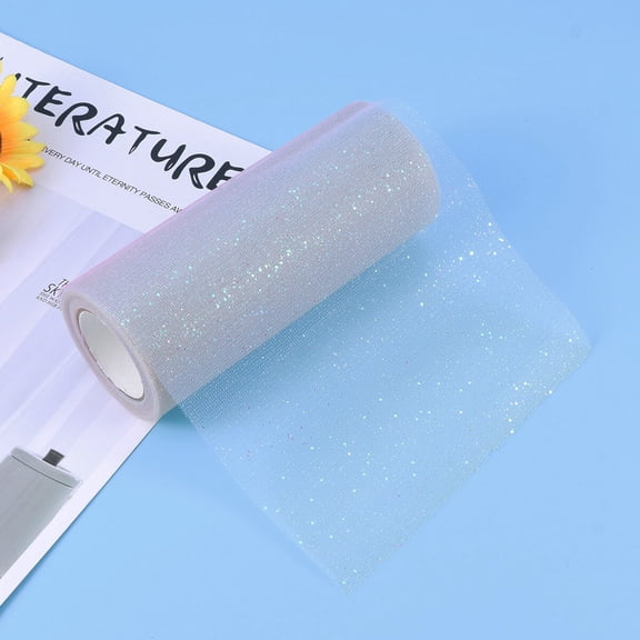 Amosfun Tulle Rolls Dark Grey Glitter Material for Chair Sashes and Festival Decorating