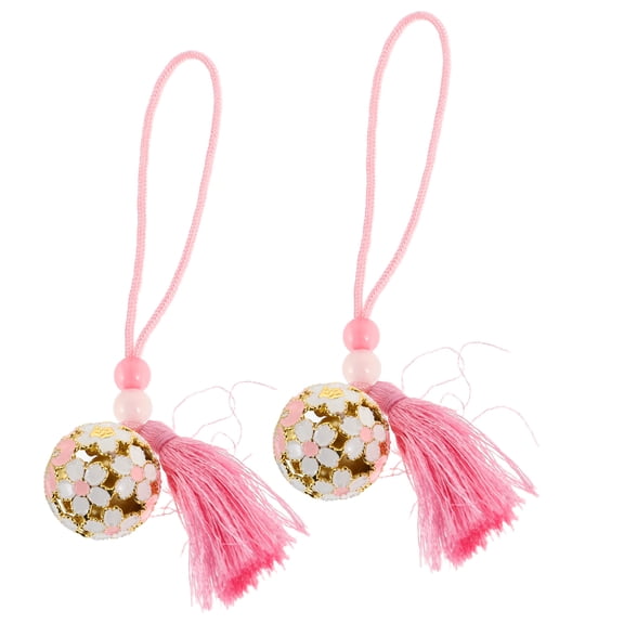 Amosfun 2Pcs Japanese Kinkakuji Omamori Good Luck Cherry Blossom Bell Pendant Charms