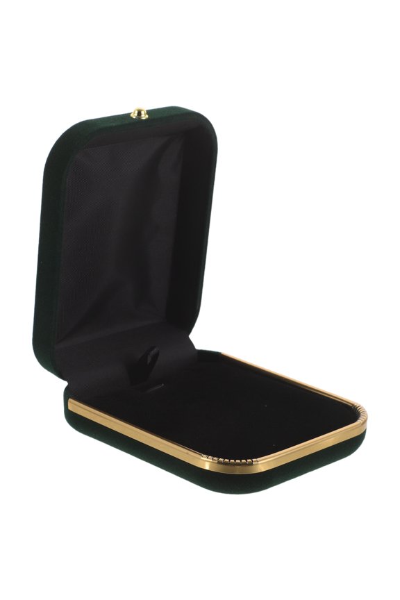 Velvet Jewelry Organizer Box in Dark Green with Rounded Corners for Pendant and Necklace Storage