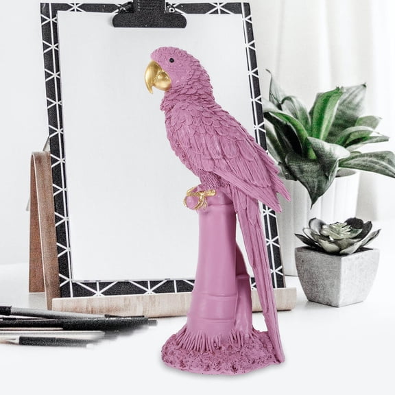 Amosfun Violet Resin Parrot Decor with Lifelike Design for Living Room Desktop Or Tabletop Decoration