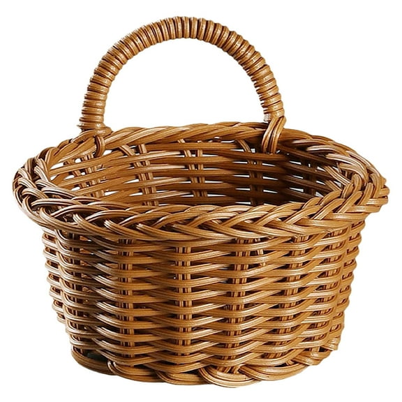 Amosfun Wall Baskets Wicker Basket Wall Decor Light Brown 1Set