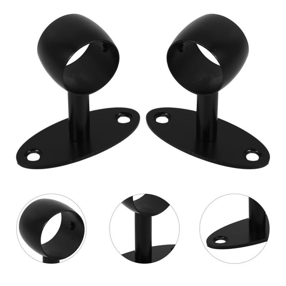 Amosfun Wall Brackets Handrail Rod Holder 201 Stainless Steel Wall Mount Outdoor Use 1Set