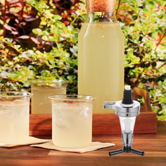 Amosfun Wall Mounted Wine Bottle Holder with Spring Loaded Liquor Pourer for Party Supply