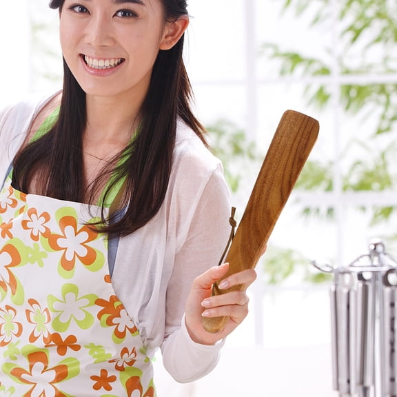 Amosfun Wear Resistant Brown Wooden Butter Spreader Kitchen Utensil for Baking and Stirring