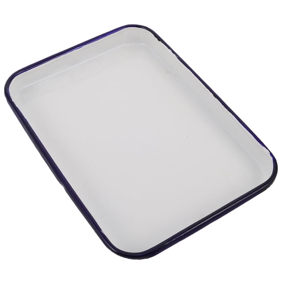 Amosfun White Enamel Rectangular Baking Pan with Retro Design for Oven Use