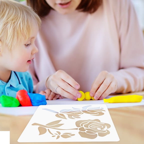 Amosfun White Floral Stencil Templates for Wall Art, Home Decor, Craft Projects and Painting Designs