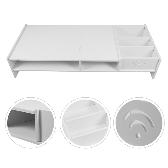 Amosfun White Multi Purpose Stand with Drawer, Home Desk Shelf for ...