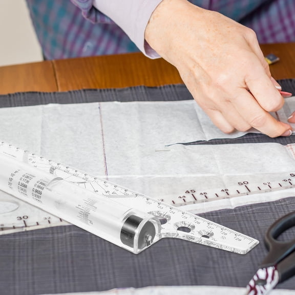 Amosfun White Rotary Drawing Ruler with Precise Clear Scale for Accurate Charts, Graphs, Technical Designs and Drafting