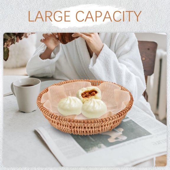Amosfun Wicker Bread Basket for Serving and Storage Perfect for Kitchen Or Dining Table