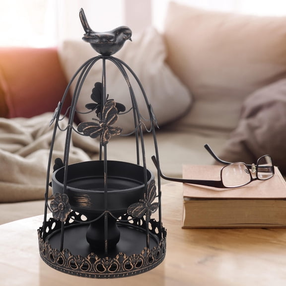 Amosfun Iron Wire Cage Candle Holder Set for Home Decoration, Rustic Metal Art , 1 Piece