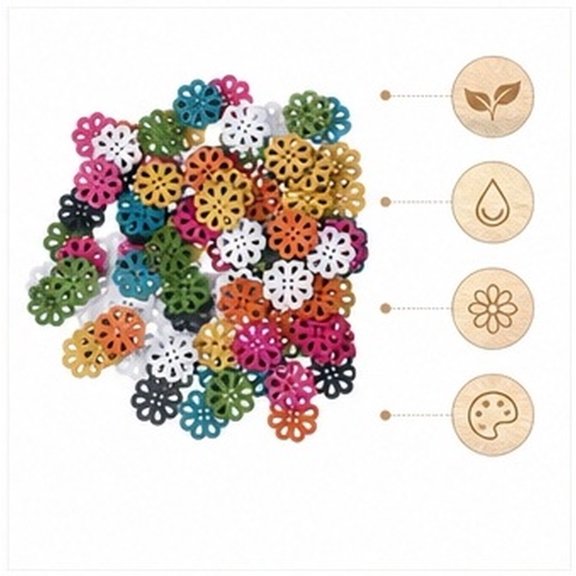 Amosfun vintage wooden buttons Mixed Color 20mm Daisy Sewing Supplies 100 Pieces