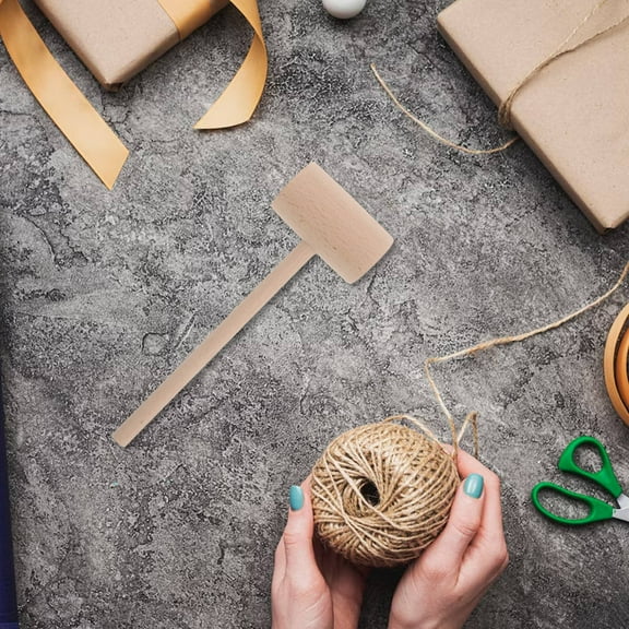 Amosfun Craft Tools Wooden Hammer Khaki Wood 1Set for Home Crafting Supplies