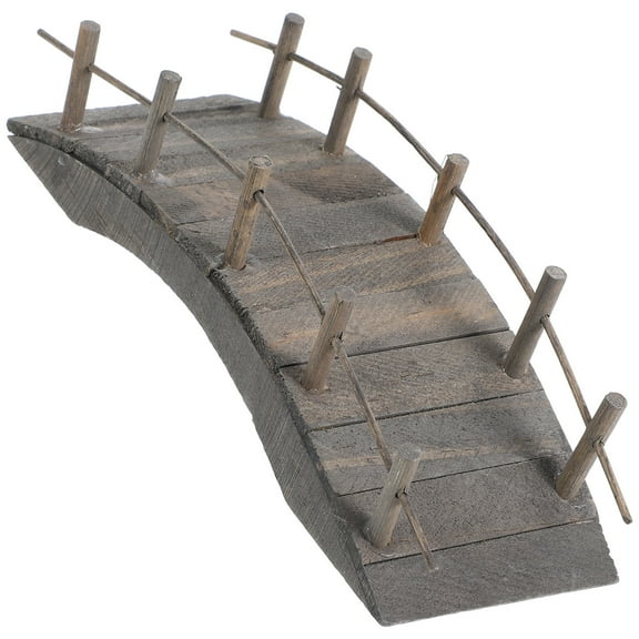 Amosfun Small Garden Bridge Miniature Garden Decor Brown 1Pack