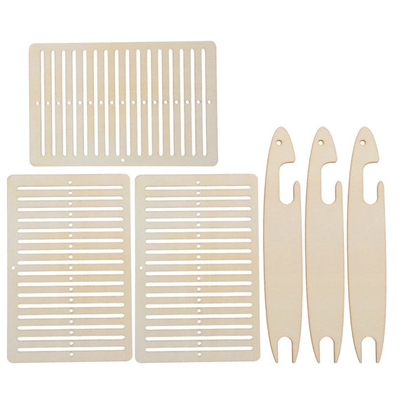 Amosfun Wooden Weaving Loom Kit with Shuttle Khaki for DIY Strap and Bracelet Making