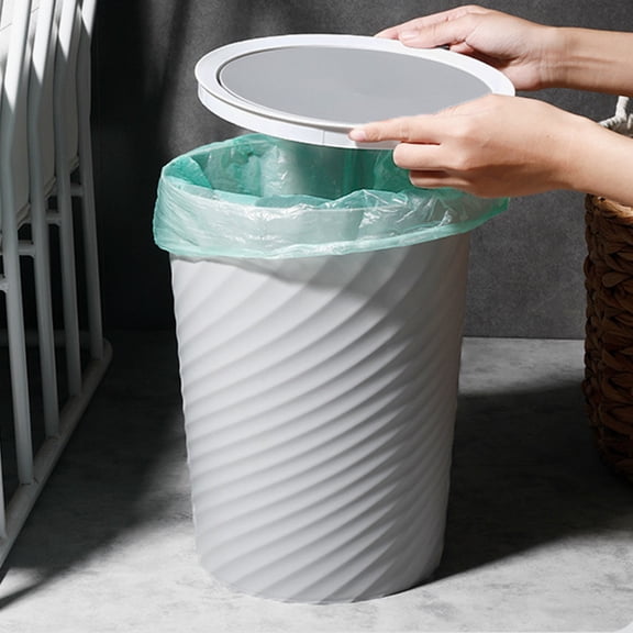 Amosfun bathroom garbage can Plastic Easy Waste Disposal Grey 1Pcs for Daily Life