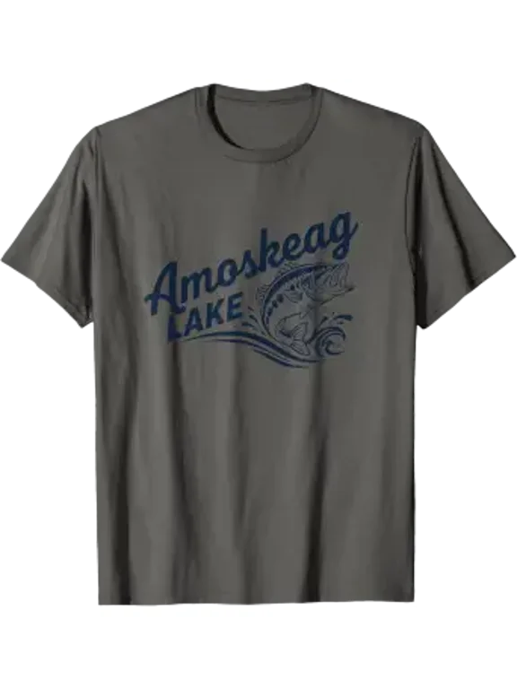 Amoskeag Lake Fishing Bass Logo Angler Design T-Shirt