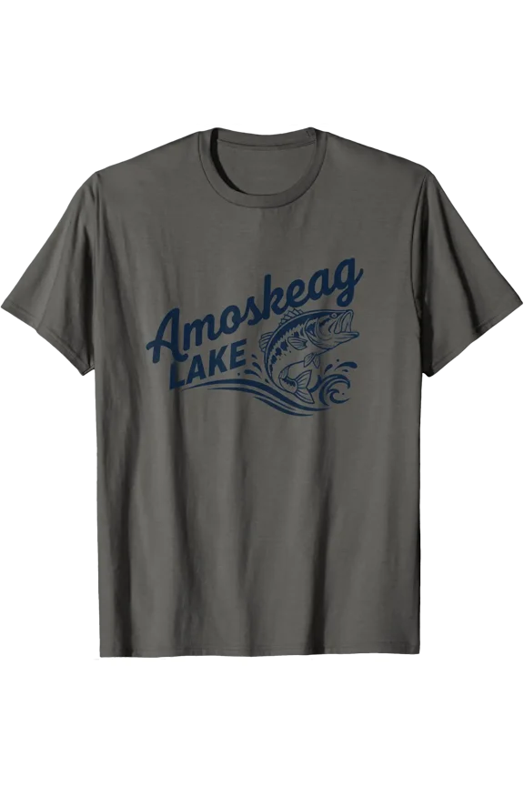 Amoskeag Lake Fishing Bass Logo Angler Design T-Shirt