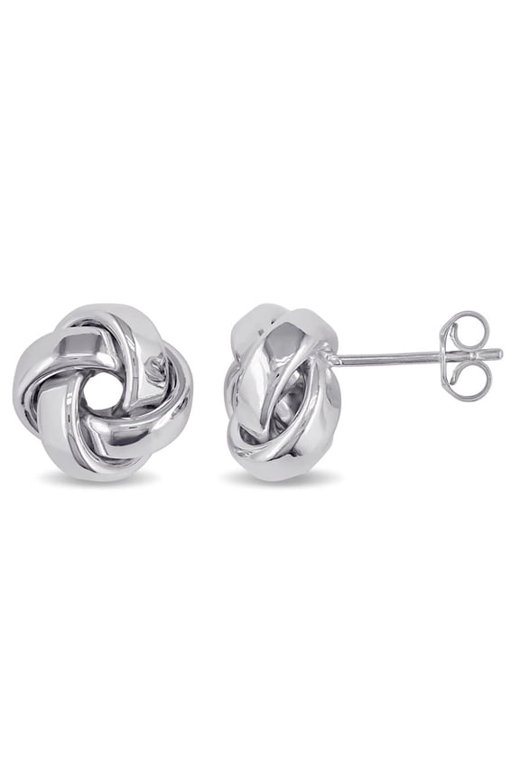 10mm Love Knot Stud Earrings in 10k White Gold