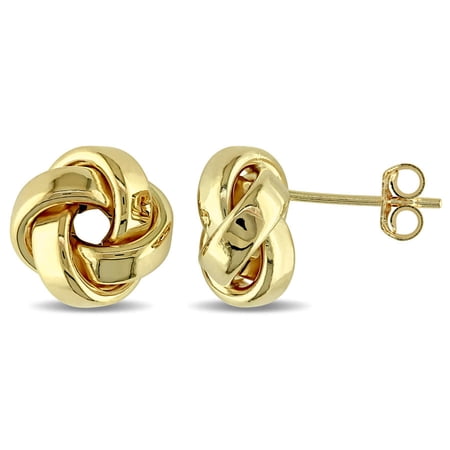 Amour 10mm Love Knot Stud Earrings in 10k Yellow Gold