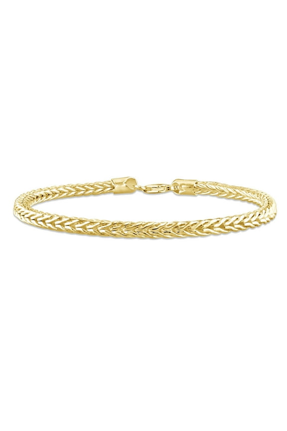 4.2mm Foxtail Chain Bracelet in 18k Yellow Gold Plated Sterling Silver