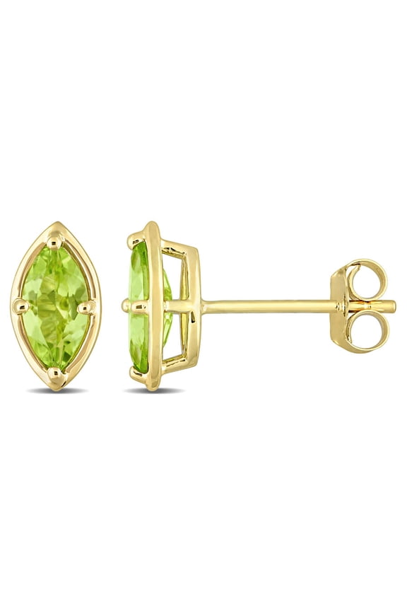 4/5 CT TGW Marquise Peridot Stud Earrings in 14k Yellow Gold
