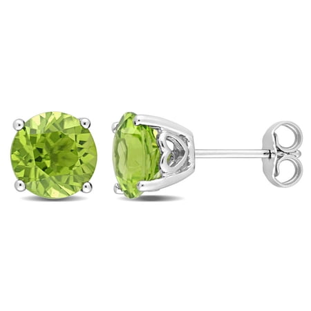 Amour 4 CT TGW Peridot Stud Earrings in Sterling Silver